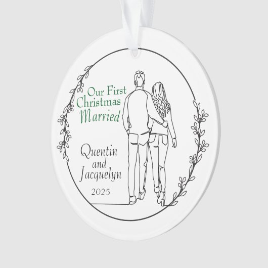 Gehuwd paar lopen Kerst Acryl Ornament (voorkant)