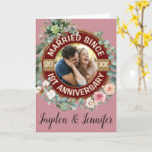 Gehuwd sinds 1 bruiloft Jubileum Floral Kaart (Gele Bloem)