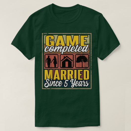 Gehuwd sinds 5 jaar 15e bruiloft  t-shirt (Design voorkant)