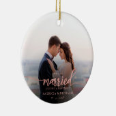 Gehuwd tijdens een pandemie Foto Roos Gold Foil Keramisch Ornament (Rechts)