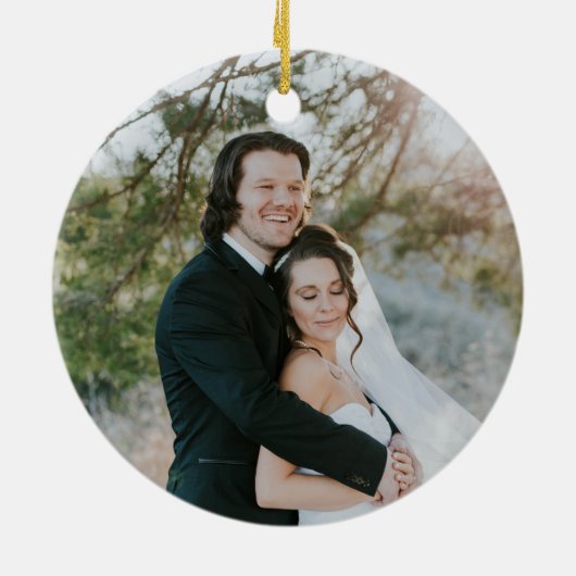 Gehuwd tijdens een pandemisch kerstfeest keramisch ornament (Achterkant)