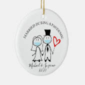 Gehuwd tijdens een pandemische bruidegom keramisch ornament (Rechts)