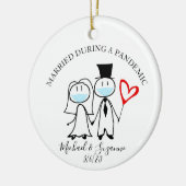 Gehuwd tijdens een pandemische bruidegom keramisch ornament (Links)