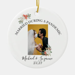 Gehuwd tijdens een pandemische covid Bride Groom f Keramisch Ornament