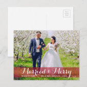 Gehuwd & vrolijk paar Foto Briefkaart Red Trim (Voorkant / Achterkant)