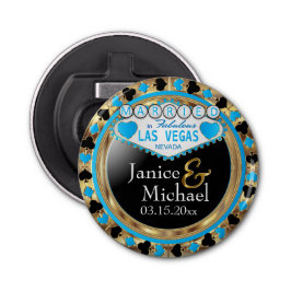 Gehuwd worden in Las Vegas - Baby Blue Button Flesopener