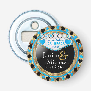 Gehuwd worden in Las Vegas - Baby Blue Button Flesopener