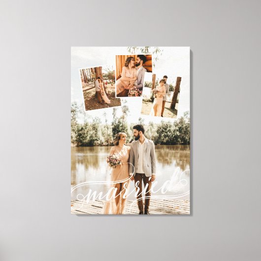 Gehuwd Zwirly Script Weduwfoto Collage Canvas Afdruk (Voorkant)