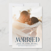 Gehuwde Elegant Navy Typografie Foto kerstmis Feestdagenkaart (Voorkant)