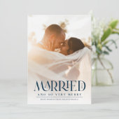 Gehuwde Elegant Navy Typografie Foto kerstmis Feestdagenkaart (Staand voorkant)