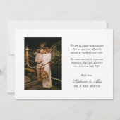 Gehuwde Elegant White Type Weddenfoto Aankondiging (Achterkant)