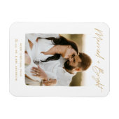 Gehuwde en Bright Gold Script-foto Magneet (Horizontaal)