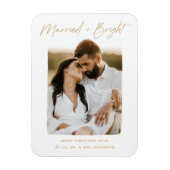 Gehuwde en Bright Gold Script-foto Magneet (Verticaal)