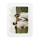Gehuwde en Bright Gold Script-foto Magneet (Verticaal)