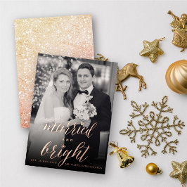 Gehuwde en Bright moderne scriptweduwfoto Folie Feestdagenkaart