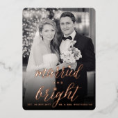 Gehuwde en Bright moderne scriptweduwfoto Folie Feestdagenkaart (Voorkant)