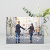 Gehuwde en feestelijke fotokaart feestdagenkaart (Staand voorkant)