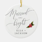 Gehuwde en heldere eerste kerstfoto keramisch ornament (Voorkant)