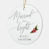 Gehuwde en heldere eerste kerstfoto keramisch ornament (Links)