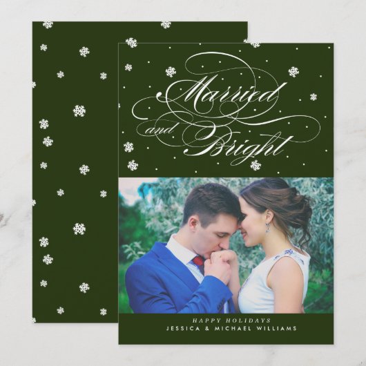 Gehuwde en heldere kerstfotokaarten feestdagenkaart (Voorkant / Achterkant)