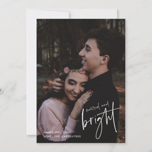 Gehuwde en heldere Pas getrouwd met kerstmis Feestdagenkaart (Voorkant)