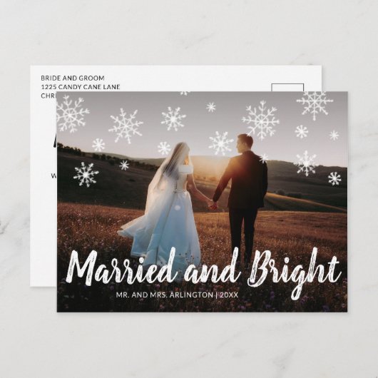 Gehuwde en heldere Pas getrouwd met kerstmis Feestdagenkaart (Voorkant / Achterkant)