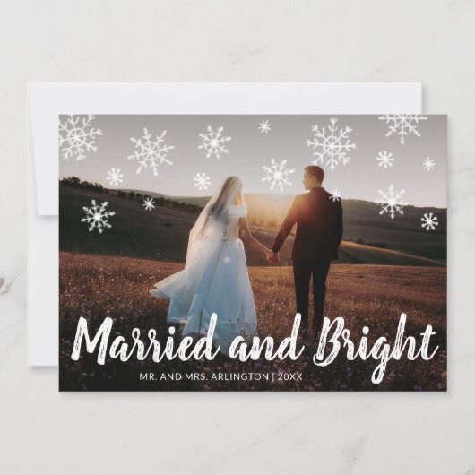 Gehuwde en heldere Pas getrouwd met kerstmis Feestdagenkaart (Voorkant)