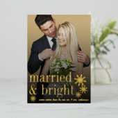 Gehuwde en heldere Passen getrouwd Weddenfoto Echt Folie Feestdagenkaart (Staand Voorkant)