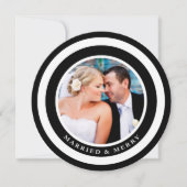 Gehuwde en Merry Modern Circles Zwarte Kerstmis Feestdagenkaart (Voorkant)