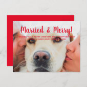Gehuwde en Merry rode tekst op aangepaste foto Ker Briefkaart (Voorkant / Achterkant)