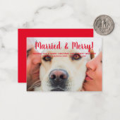 Gehuwde en Merry rode tekst op aangepaste foto Ker Notitiekaartje (Voorkant / Achterkant in situ)