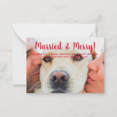 Gehuwde en Merry rode tekst op aangepaste foto Ker Notitiekaartje (Voorkant)