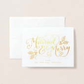 Gehuwde en met de hand geschreven kerstPas getrouw Folie Kaarten (Voorkant met envelop)