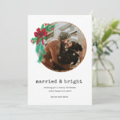 Gehuwde, heldere foto-Pas getrouwd met kerstmis Feestdagenkaart (Staand voorkant)