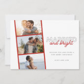 Gehuwde, heldere foto-Pas getrouwd met kerstmis Feestdagenkaart (Voorkant)