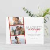 Gehuwde, heldere foto-Pas getrouwd met kerstmis Feestdagenkaart (Staand voorkant)