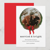 Gehuwde, heldere Pas getrouwd voor eerste kerstmis Feestdagenkaart (Voorkant / Achterkant)