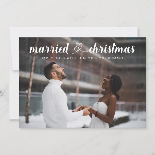 Gehuwde kerstcadeaufotofeestdag bedankkaart (Voorkant)