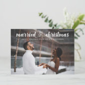 Gehuwde kerstcadeaufotofeestdag bedankkaart (Staand voorkant)