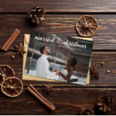 Gehuwde kerstcadeaufotofeestdag bedankkaart