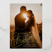 Gehuwde kerstfoto met brieftering folie feestdagenkaart (Voorkant)