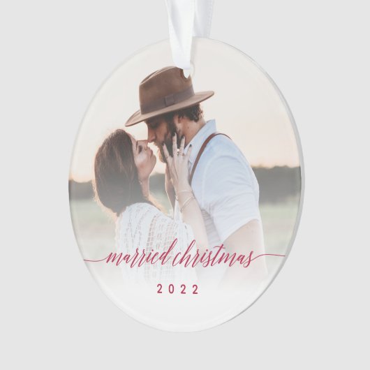 Gehuwde kerstPas getrouwd Foto Keepomwille Ornament (voorkant)