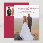 Gehuwde kerstPas getrouwd Foto Red Feestdagenkaart (Voorkant / Achterkant)