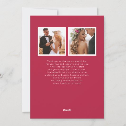 Gehuwde kerstPas getrouwd Foto Red Feestdagenkaart (Achterkant)