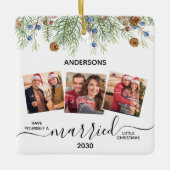 Gehuwde kerstPassen getrouwd 3 Foto Keramisch Ornament (Voorkant)