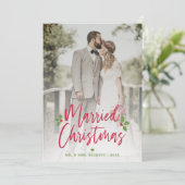 Gehuwde kerstPassen getrouwd Foto Holiday Feestdagenkaart (Staand voorkant)