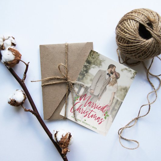 Gehuwde kerstPassen getrouwd Foto Holiday Feestdagenkaart