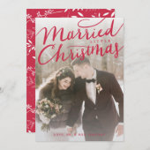 Gehuwde kerstrode bruiloft foto feestdagenkaart (Voorkant / Achterkant)