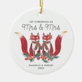 Gehuwde lesbische koppel gepersonaliseerde Festive Keramisch Ornament (Voorkant)