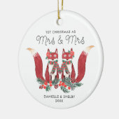 Gehuwde lesbische koppel gepersonaliseerde Festive Keramisch Ornament (Links)